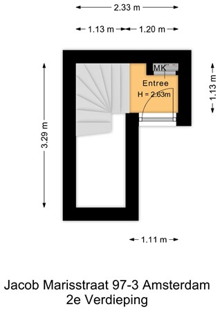 Floorplan - Jacob Marisstraat 97-3, 1058 HX Amsterdam